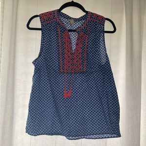 Royal blue and neon pink Gap embroidered top